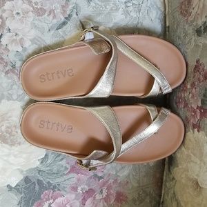 Strive NUSA Metallic Gold leather sandals